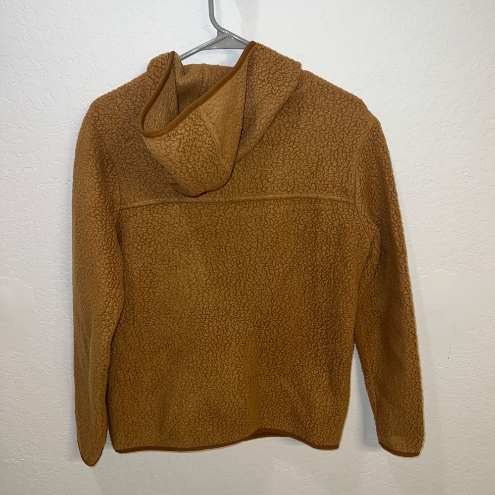 Patagonia Teddy Jacket in Caramel Brown with Orange Accents - Picture 4 of 4